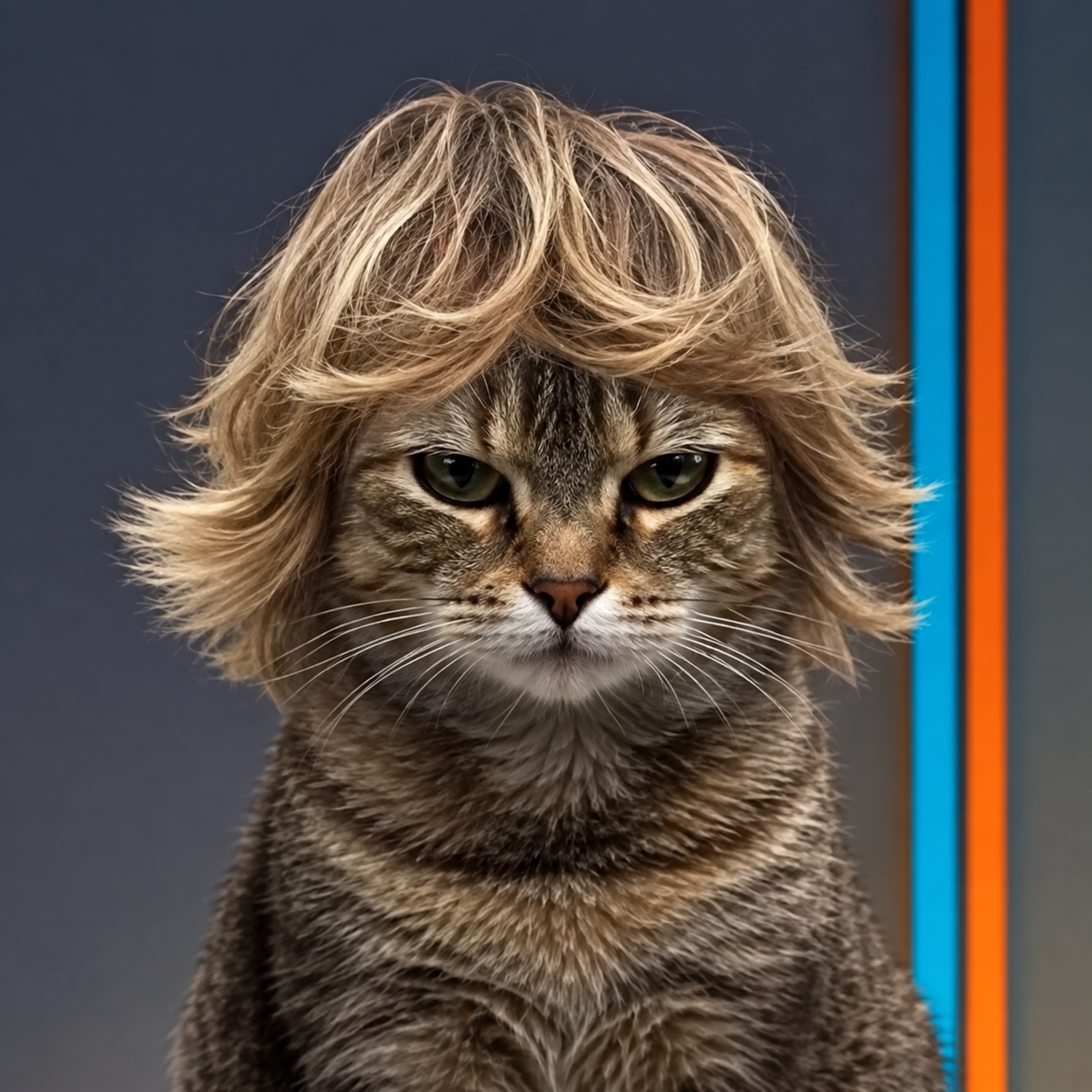 BCAT67 cat with blonde hair and side stripes